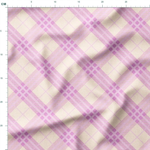 Tkanina bawełniana premium Różowa krata tartan po skosie – tkanina drukowana na metry