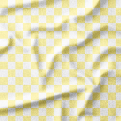 Tkanina bawełniana premium Pastelowa żółta szachownica – tkanina drukowana na metry