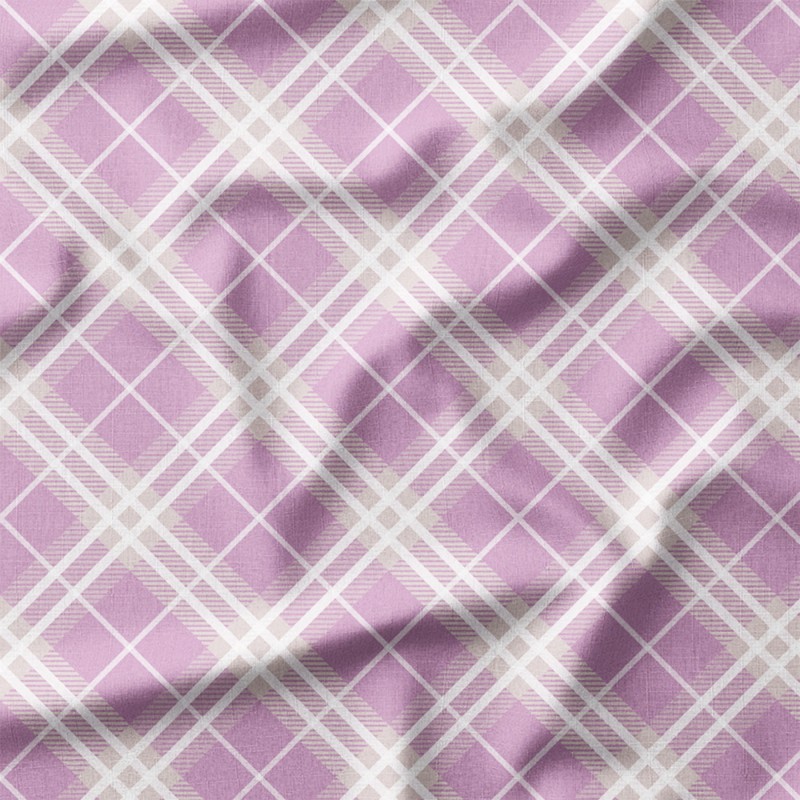 Fioletowa krata tartan po skosie – dresówka z nadrukiem