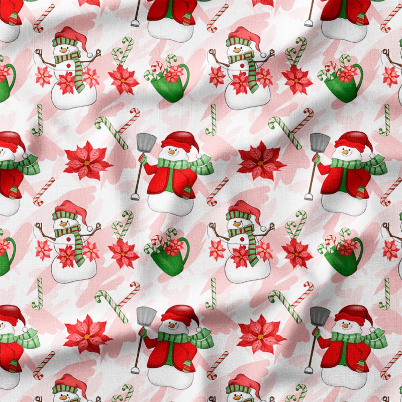 Bałwanki z poinsecjami i cukrowymi trzcinkami – dresówka z nadrukiem