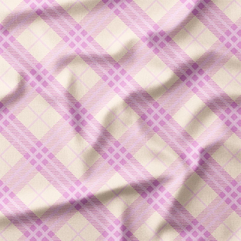 Różowa krata tartan po skosie – dresówka z nadrukiem