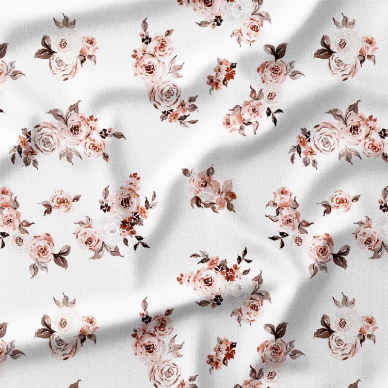 Akwarelowe róże w pudrowych odcieniach na białym tle – dresówka z nadrukiem