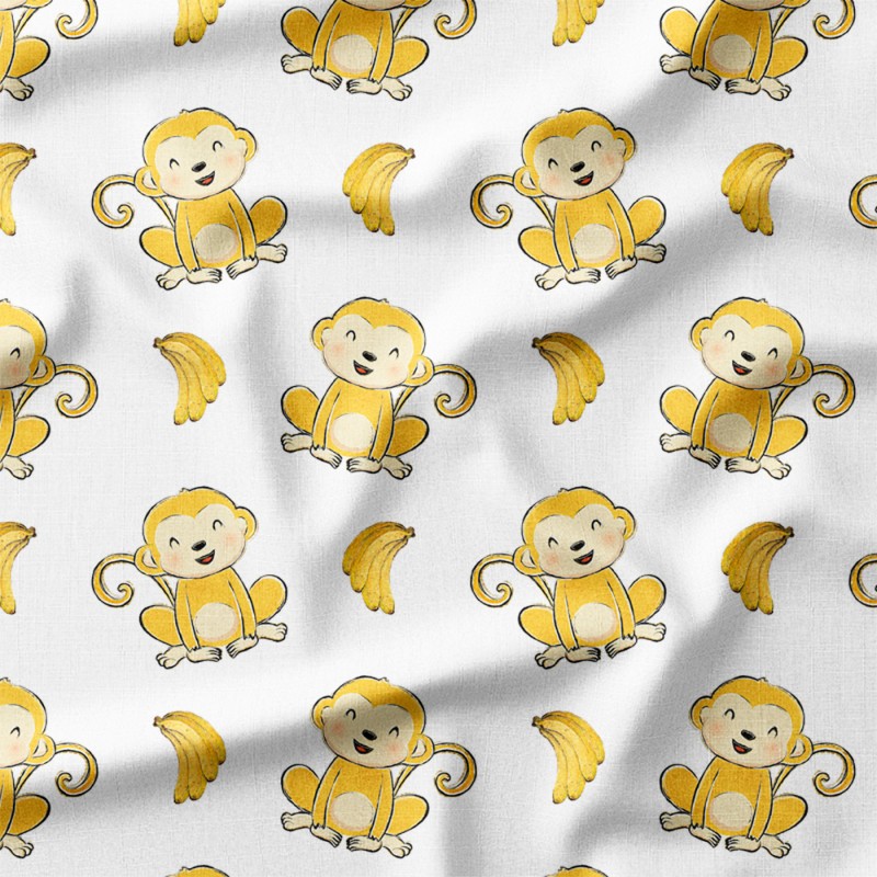Uśmiechnięte małpki z bananami – dresówka z nadrukiem
