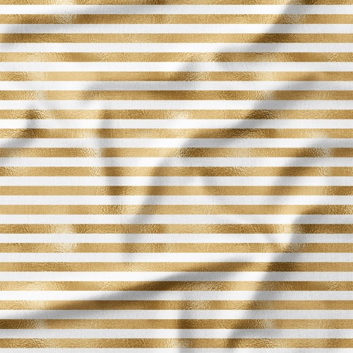 Dresówka z elastanem Złote pasy na białym tle – dzianina drukowana na metry
