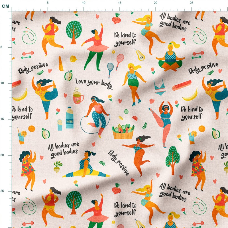 Dresówka z elastanem Kobiety body positive w ruchu – dzianina drukowana na metry