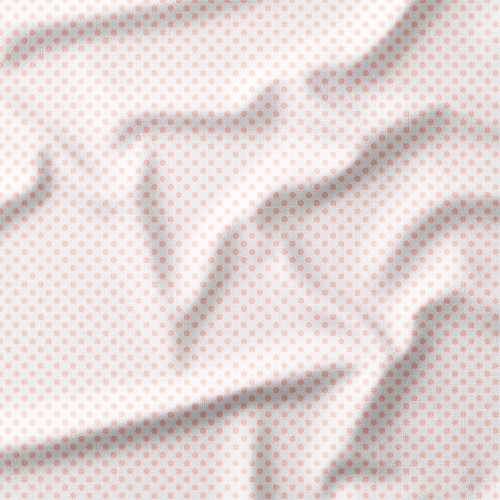 Dresówka z elastanem Drobne brzoskwiniowe pastelowe groszki na białym tle – dzianina drukowana na metry