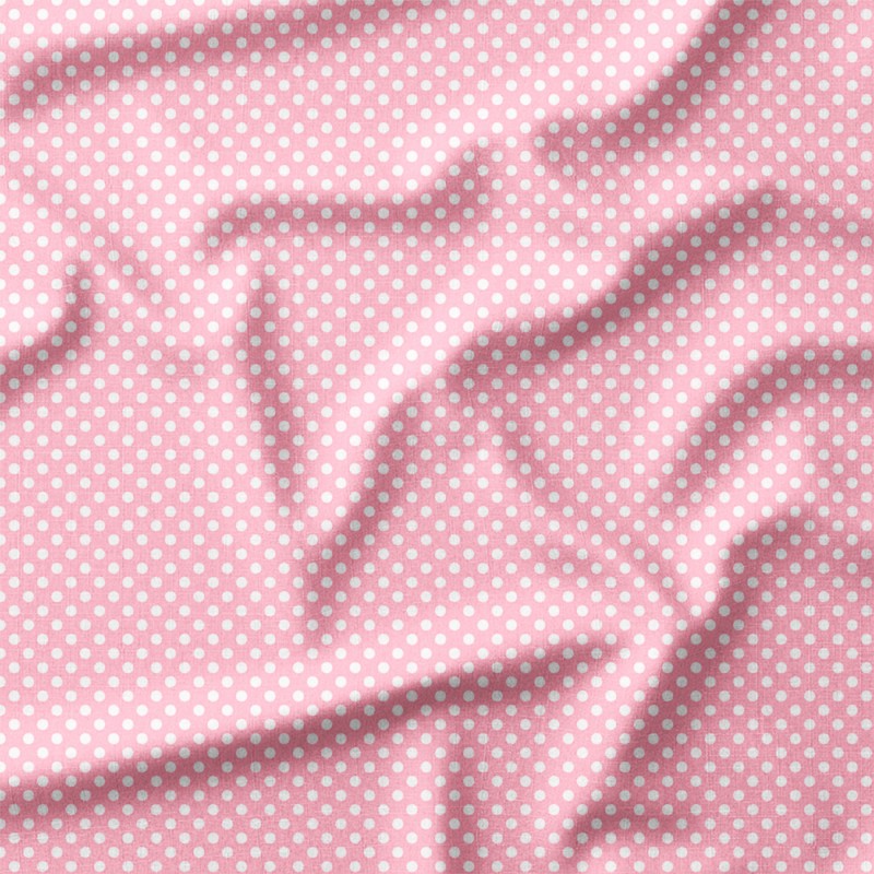 Drobne białe groszki na pastelowym malinowym tle – dresówka z nadrukiem