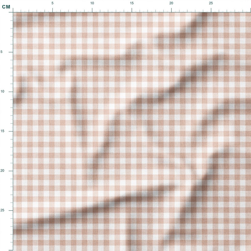 Dresówka z elastanem Pastelowa taupe kratka gingham – dzianina drukowana na metry