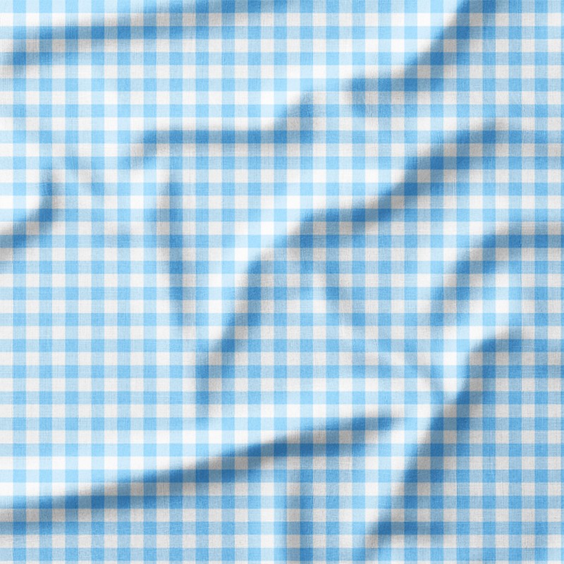 Pastelowa błękitna kratka gingham – dresówka z nadrukiem