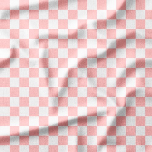 Dresówka z elastanem Pastelowa koralowa szachownica – dzianina drukowana na metry