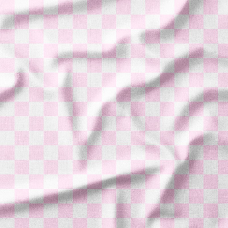 Pastelowa jasnoróżowa szachownica – dresówka z nadrukiem