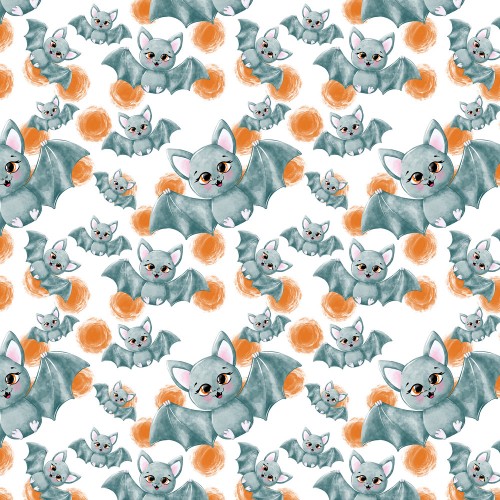 Uśmiechnięte nietoperze wśród pomarańczowych kółek